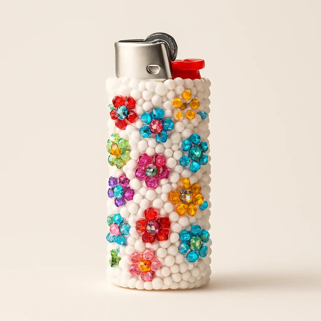 Rainbow Blossom Bejeweled Lighter