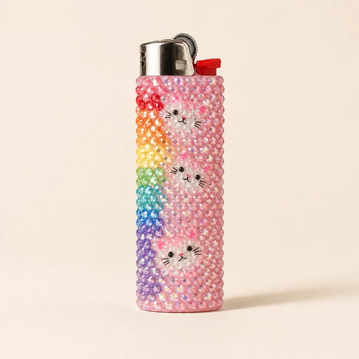 Pastel Rainbow Smile Rhinestone Lighter
