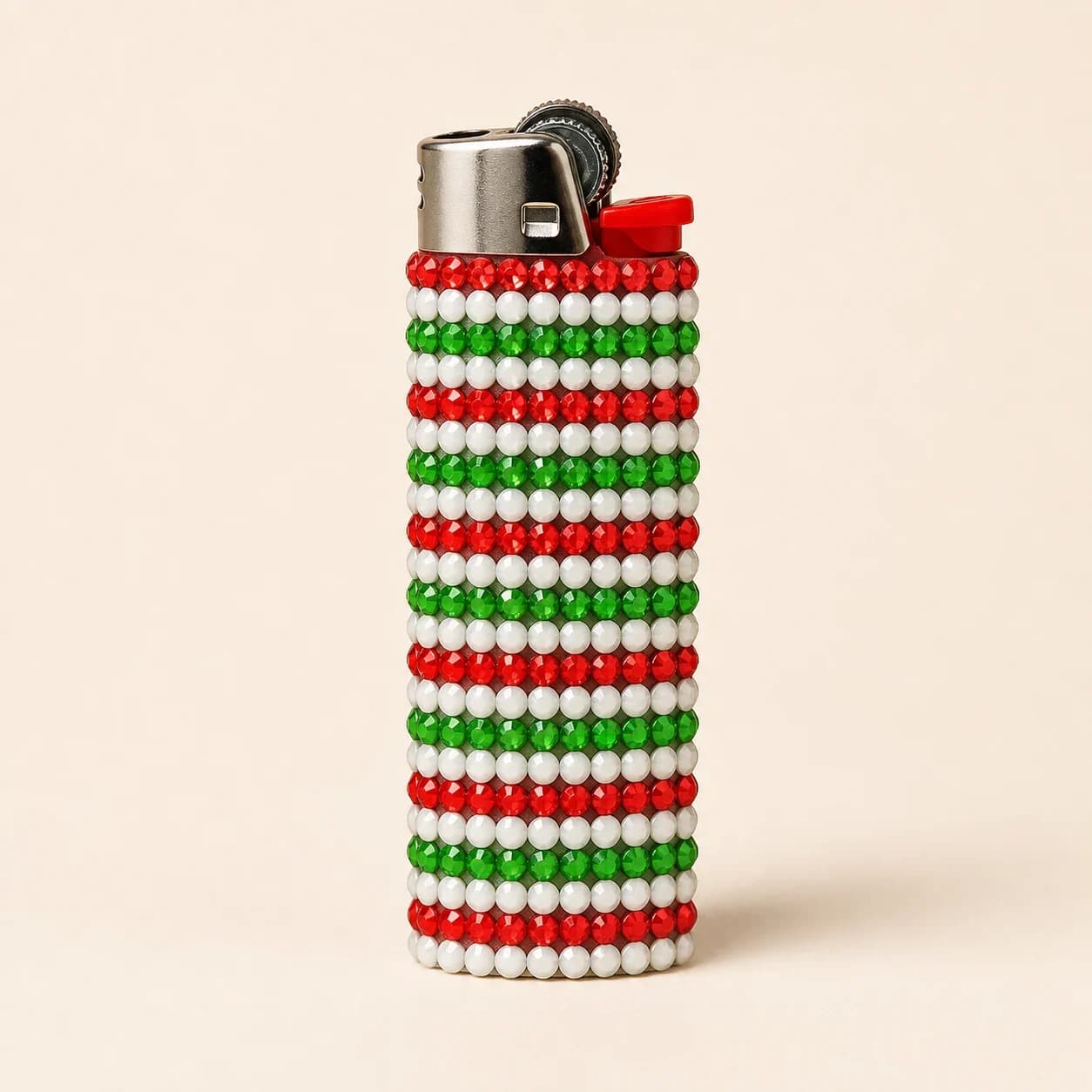 Candy Cane Stripe Beaded Lighter