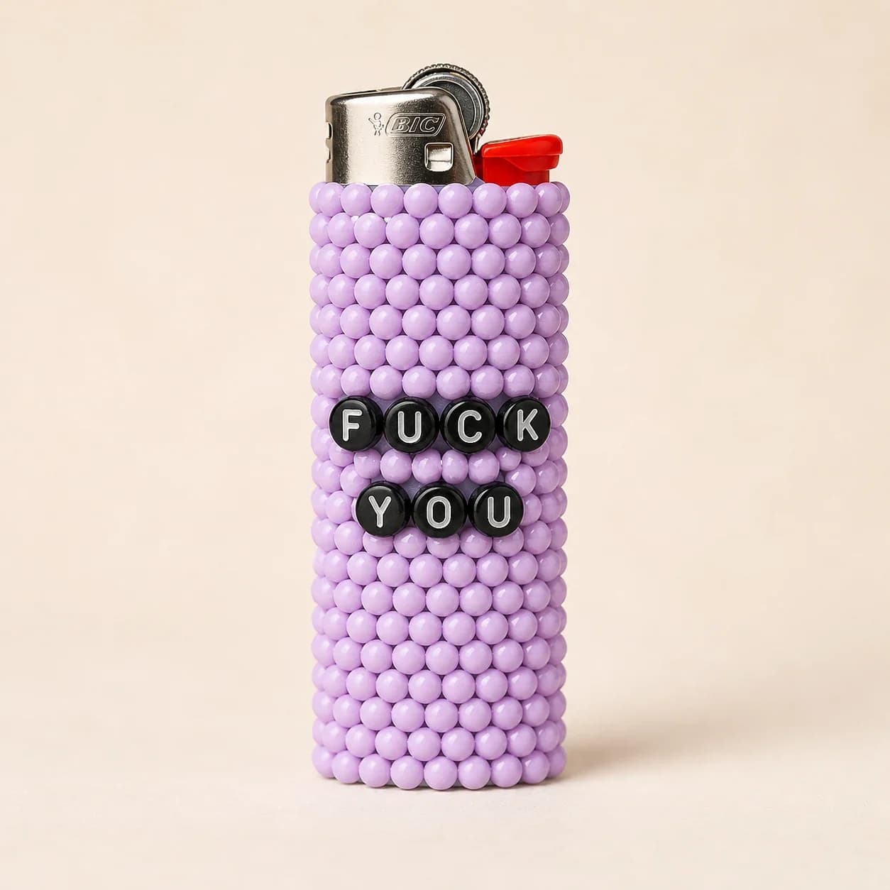 Lilac Fuck You Beaded Lighter